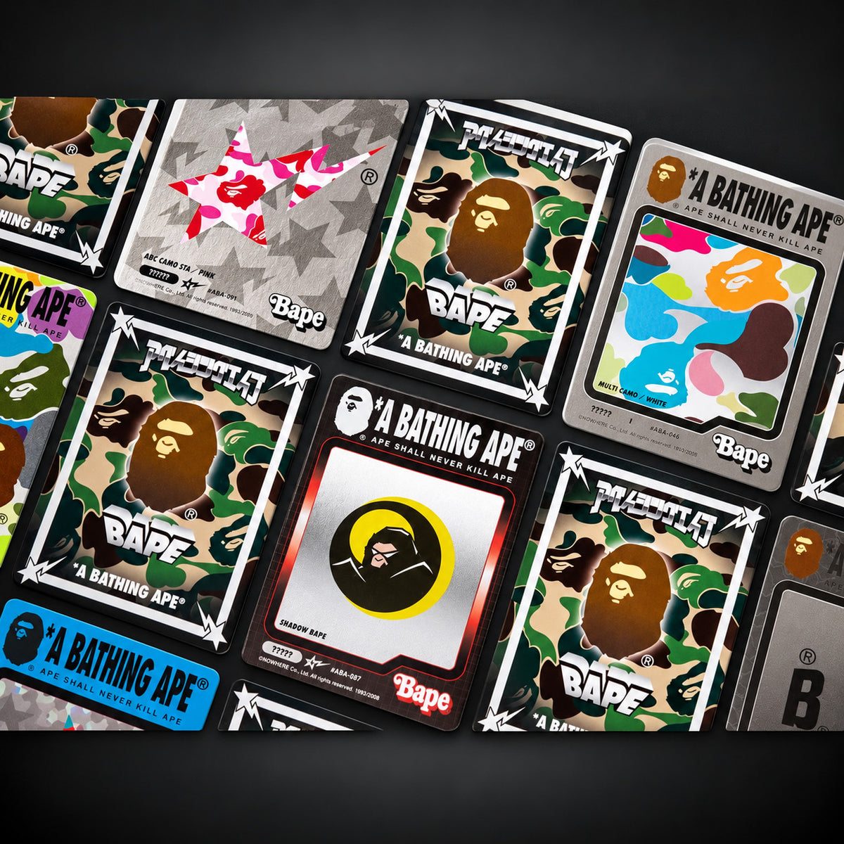 BAPE trading cards – close-up of the card designs