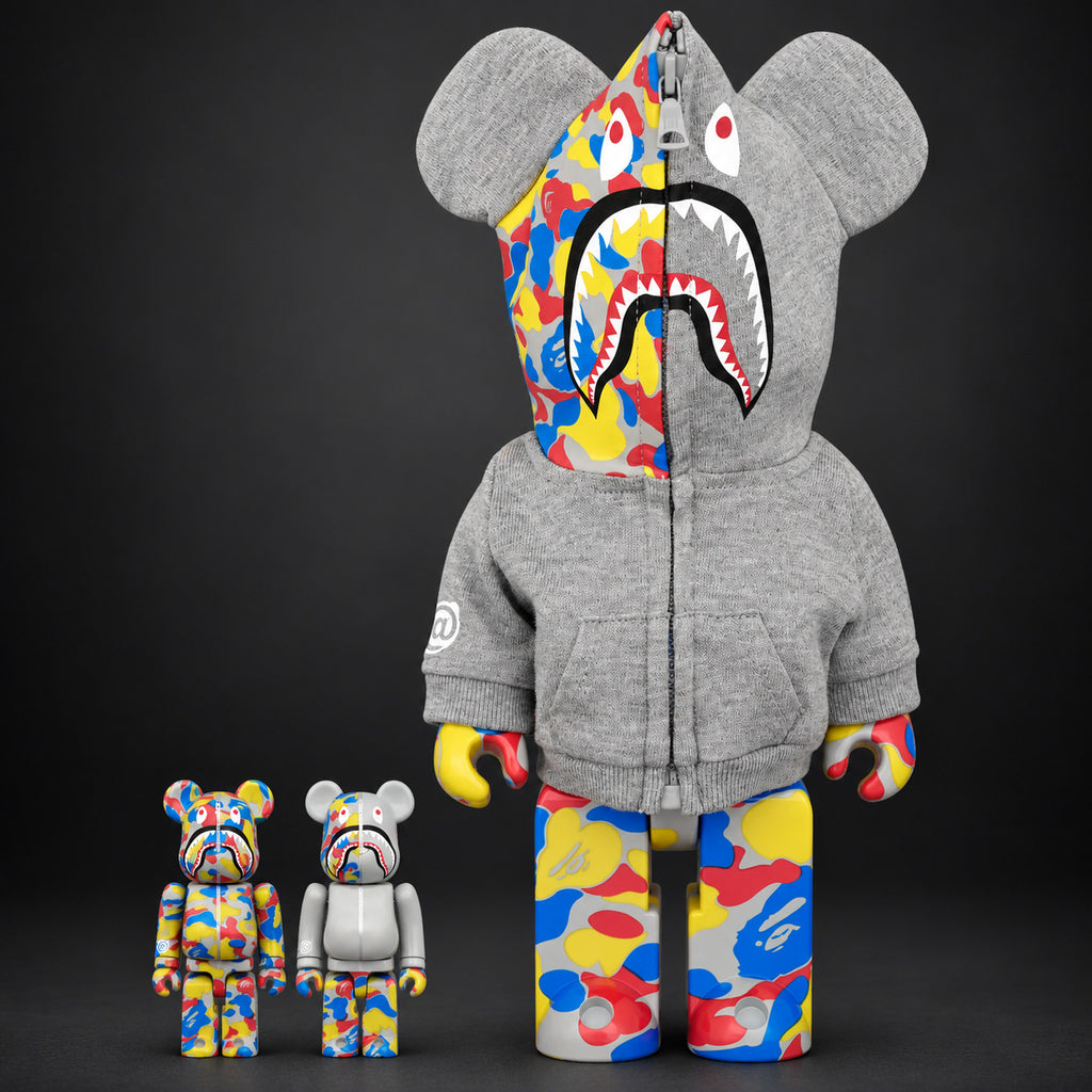 BE@RBRICK BAPE Camo Shark 30th Anniversary 3-piece set – 400% and two 100% figures