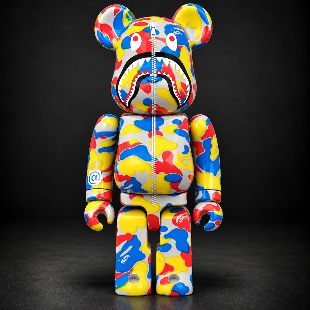 BE@RBRICK BAPE Camo Shark – full camo version, front