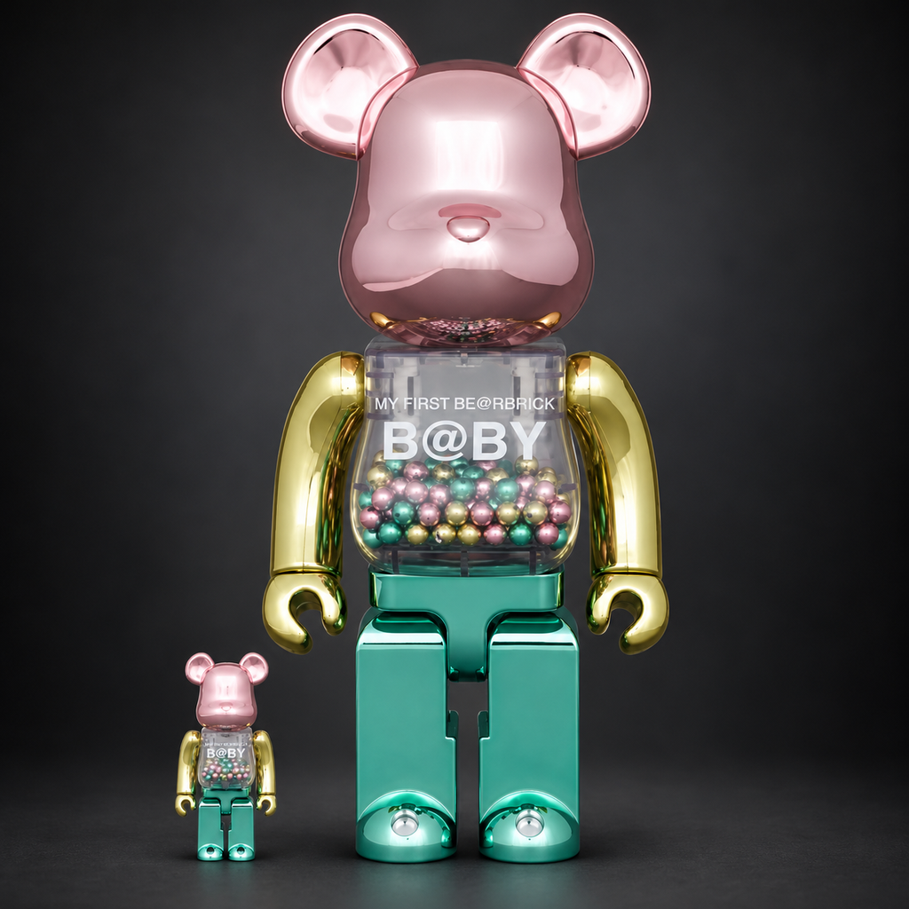MY FIRST BE@RBRICK B@BY 1st COLOR CHROME 400% und 100% – Vorderseite