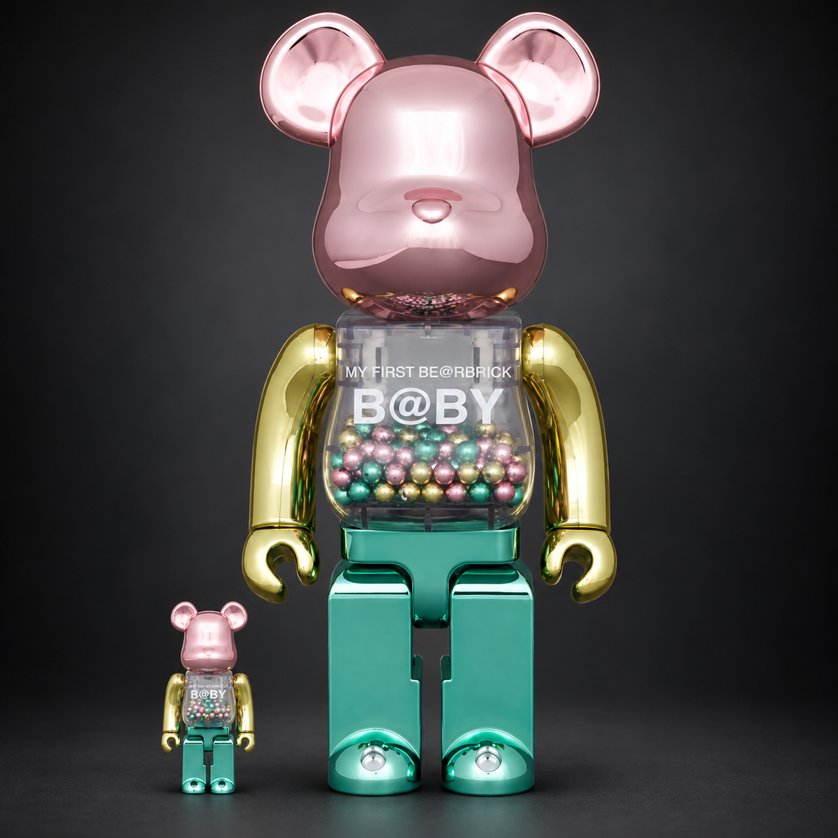 MY FIRST BE@RBRICK B@BY 1st COLOR CHROME 400% und 100% – Vorderseite