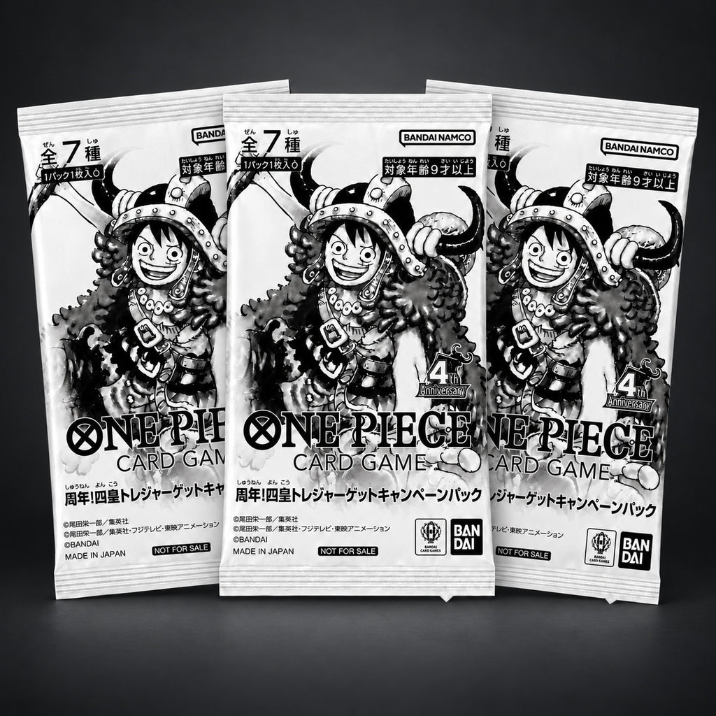 One Piece 4th Anniversary Four Emperors Treasure promo packs – set of 3, Japanese
