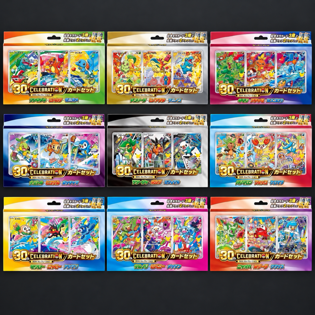 Set di carte Pokémon 30th CELEBRATION, giapponese – tutte le 9 scatole insieme