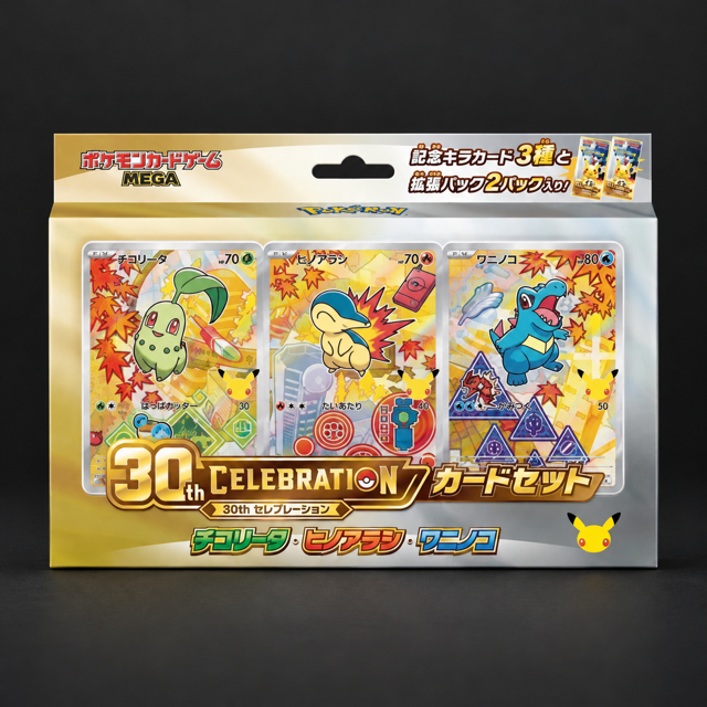Pokémon 30th CELEBRATION card set – Johto box with Chikorita, Cyndaquil and Totodile