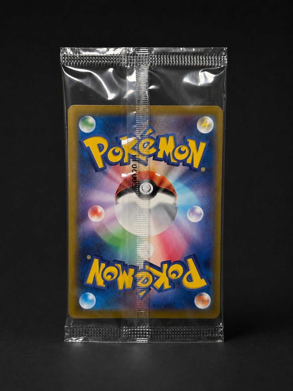 Pokémon Center Hiroshima Pikachu 261/SV-P sealed promo – card back through the sleeve